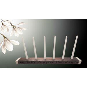 Wooden Candelabra Centerpiece With Various Inspirational Messages